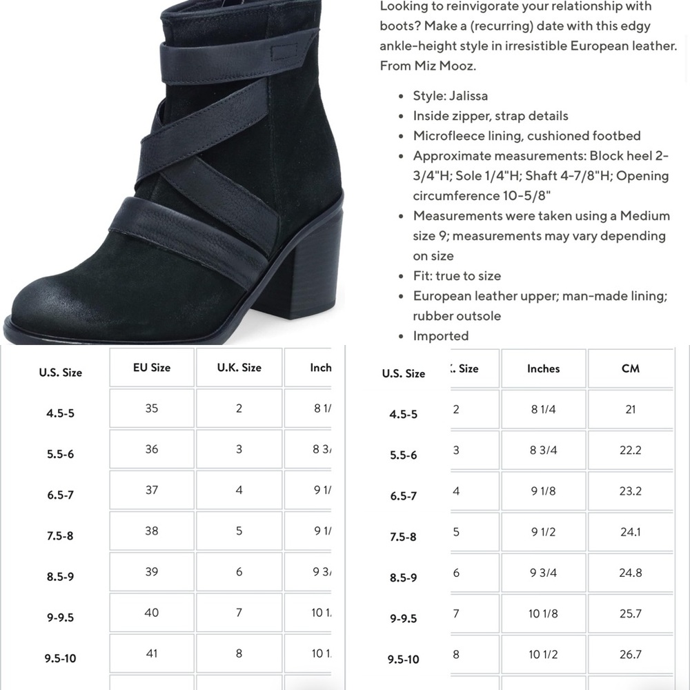 Miz Mooz Jalissa Black Leather Strappy Booties 40 Goth Moto Edgy Comfy Bohemian - Picture 16 of 16